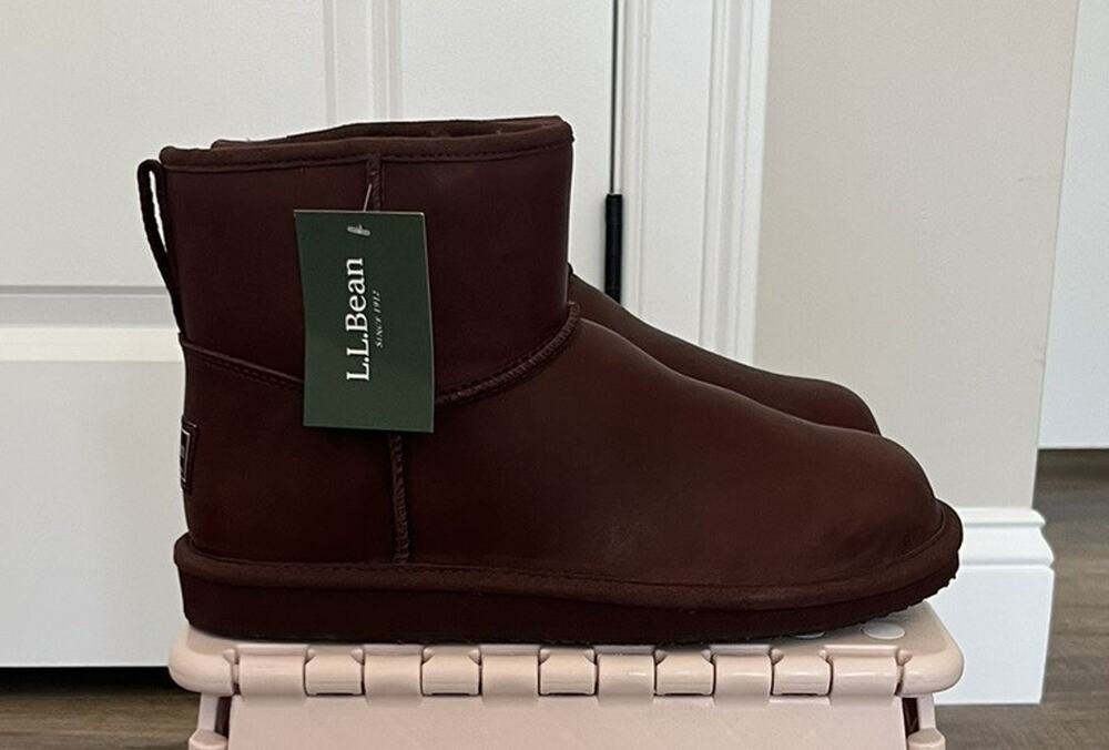 LL Bean Women's Port Red Suede Wicked Good Shearling Lined Slipper Ankle Boots 9